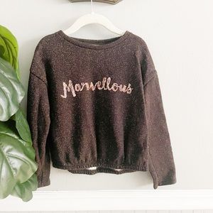 Zara Girls Size 6 Brown Gold Sparkle Sweatshirt